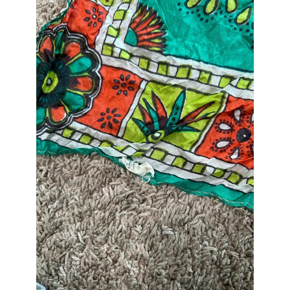 Vintage Floral Mandala Square Scarf Neckerchief Boho Bandana 100% Silk Festival
